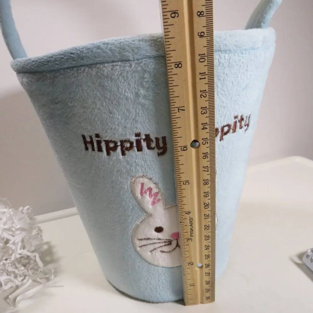hippity hoppity fabric covered Easter basket baby blue